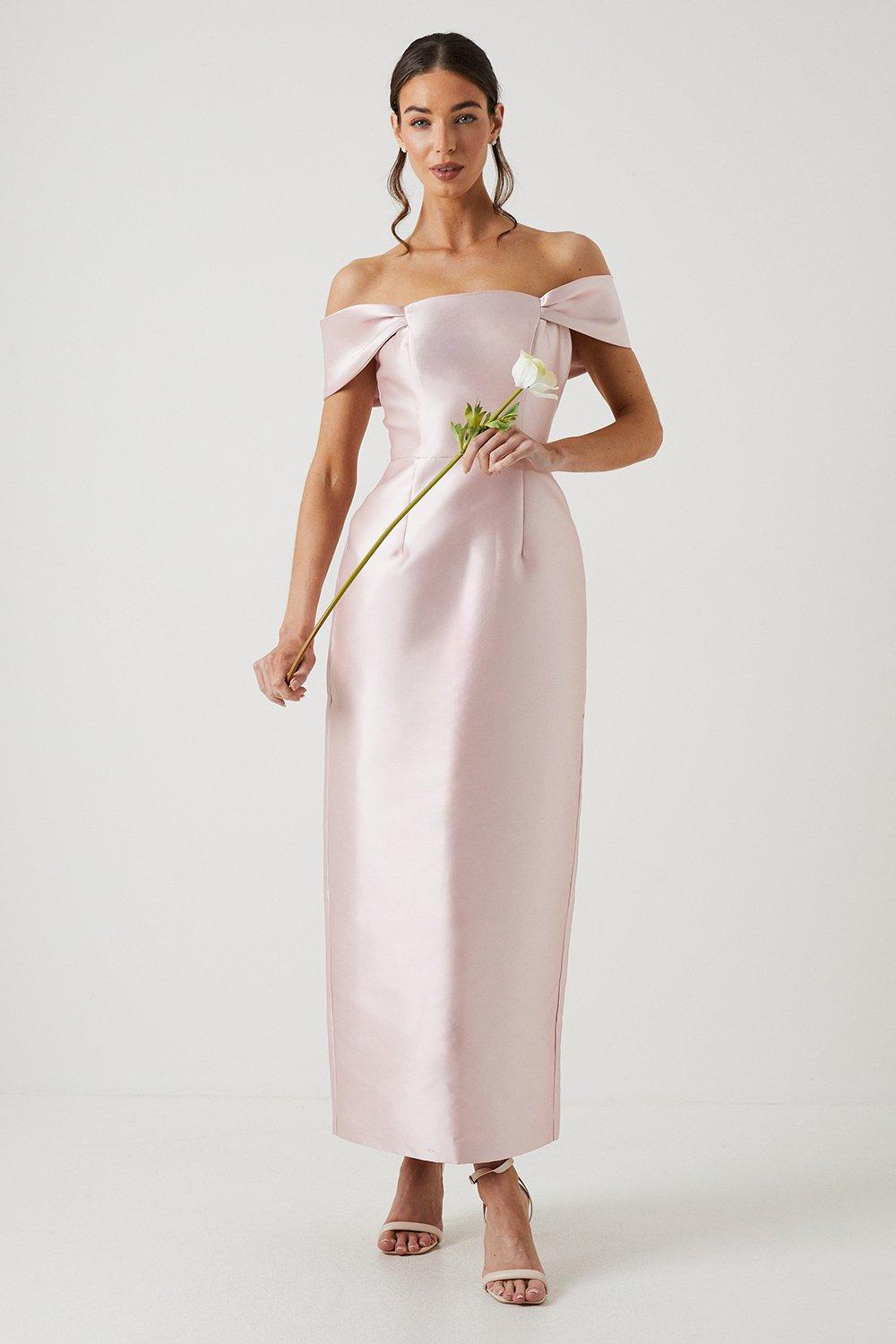 Twill Column Bridesmaid Dress - Pink