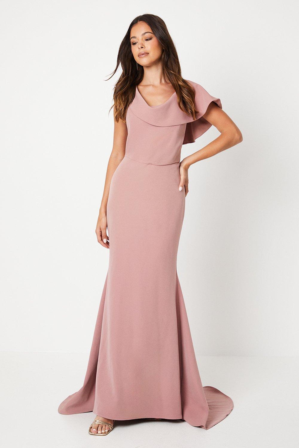 Draped Corset Fishtail Satin Maxi Dress - Mink