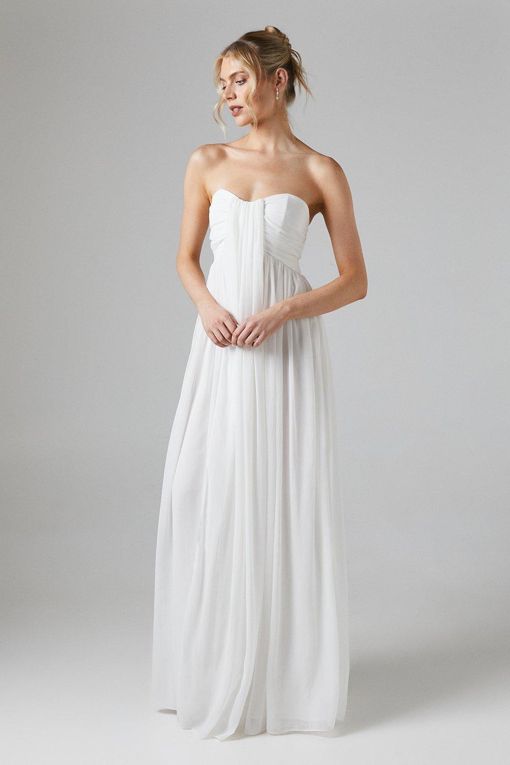 Bandeau Chiffon Beach Wedding Dress - Ivory