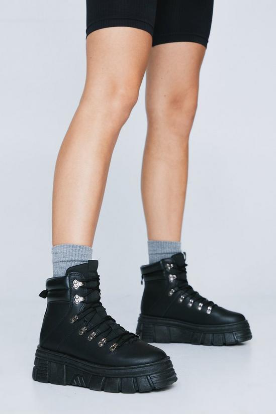 NastyGal Faux Leather Chunky Hiker Boots 2