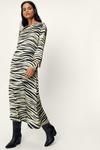 NastyGal Zebra Print Satin Maxi Tunic Dress thumbnail 2