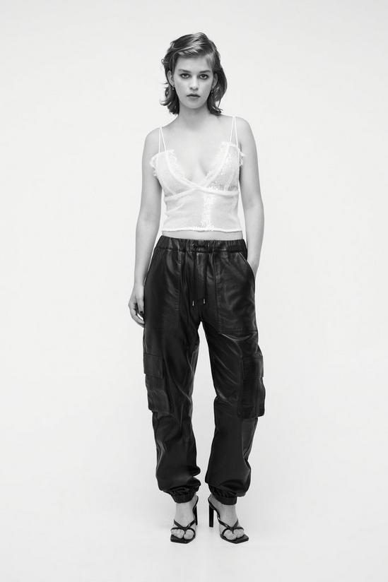 NastyGal Real Leather Pocket Detail Cargo Pants 1