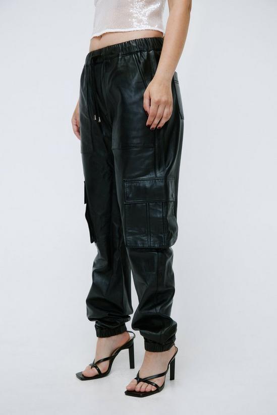 NastyGal Real Leather Pocket Detail Cargo Pants 2