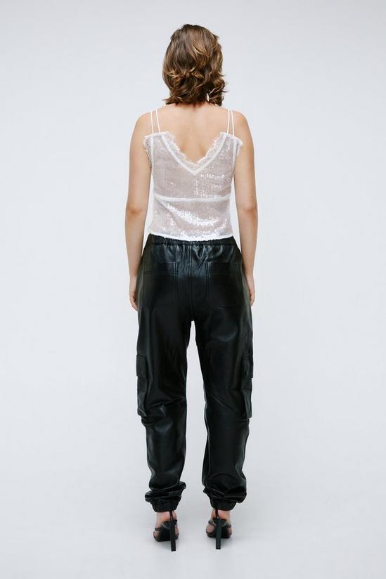 NastyGal Real Leather Pocket Detail Cargo Pants 4