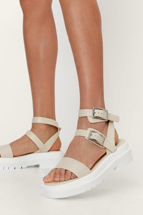NastyGal Faux Leather Double Buckle Chunky Sandals 3