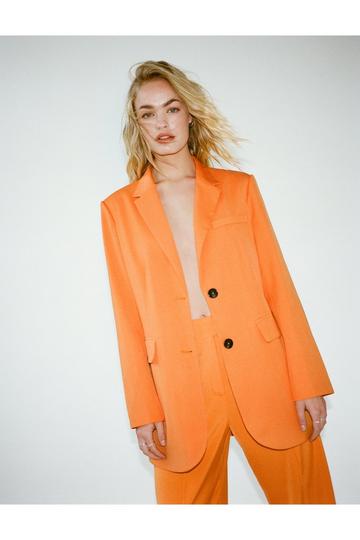 Oversized Twill Single Breasted Blazer orange