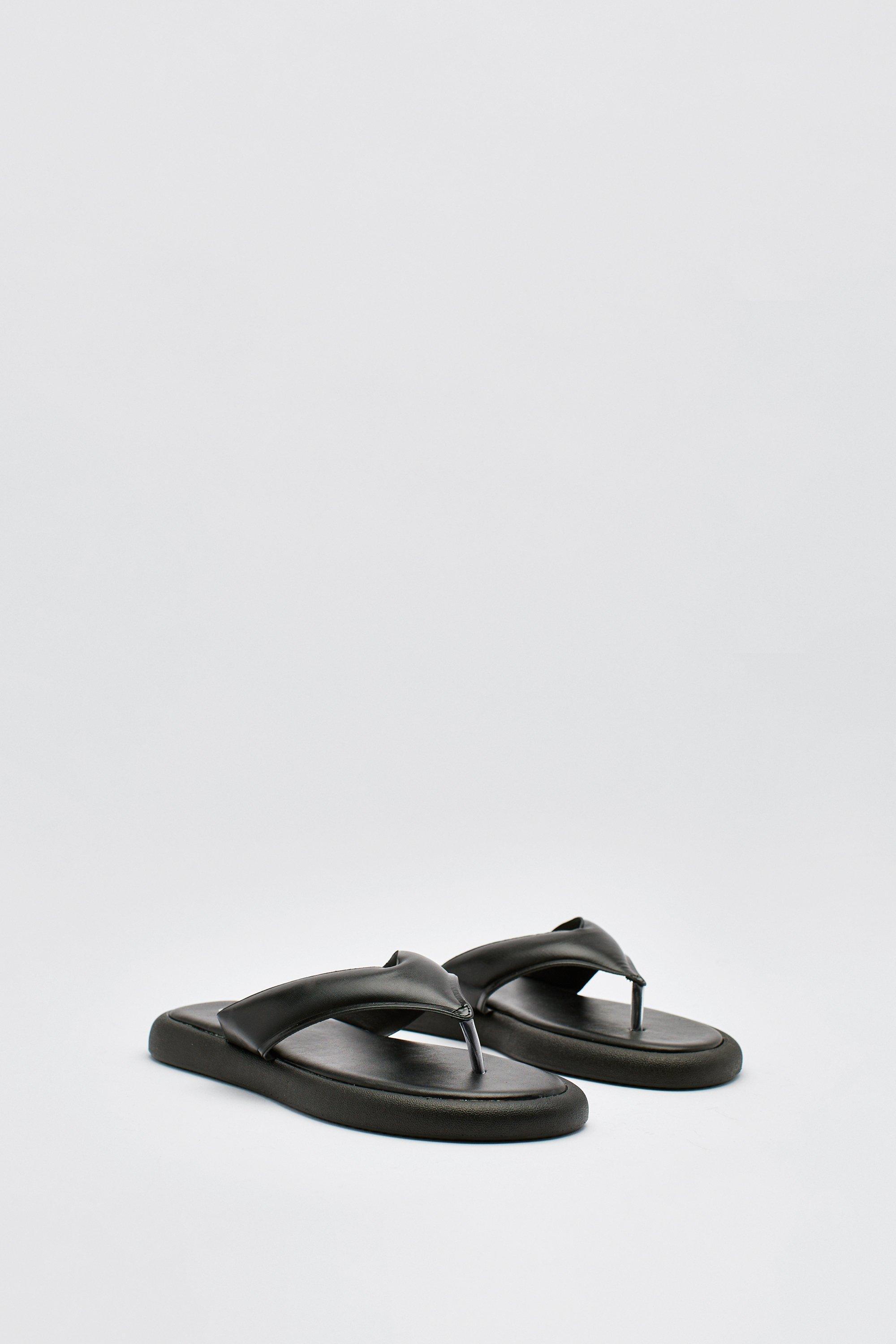 Faux Leather Platform Flip Flop Sandals