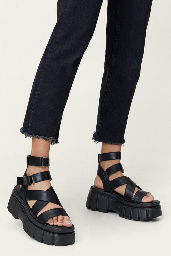 NastyGal Faux Leather Chunky Ankle Strap Sandals 1