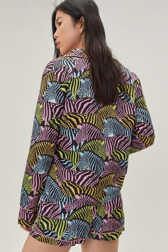 NastyGal Satin Zebra Print Pajama Shorts Set 4
