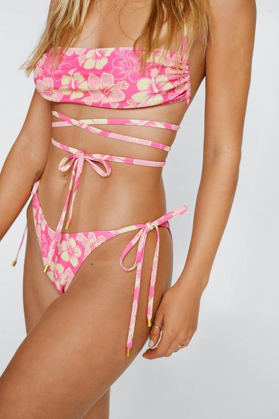 NastyGal Hawaiian Ruched Waist Floss Bikini 2