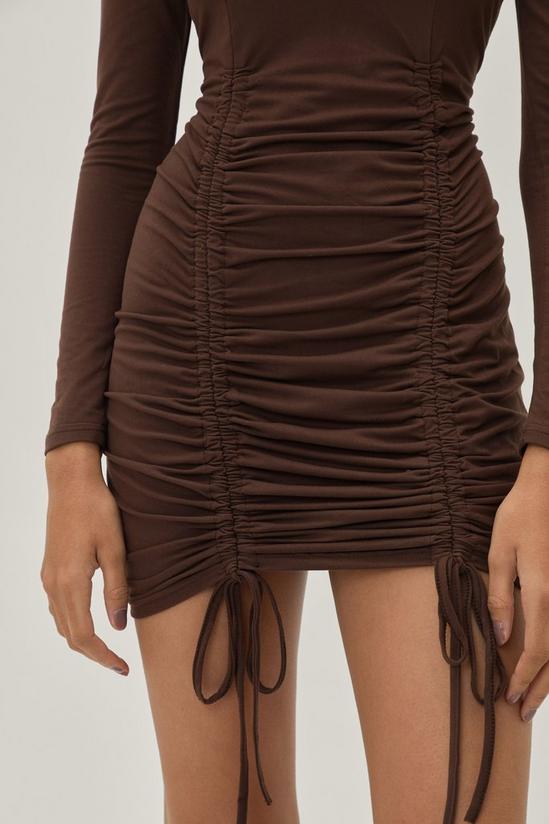 NastyGal Chocolate Slinky Long Sleeve Bodycon Dress 2