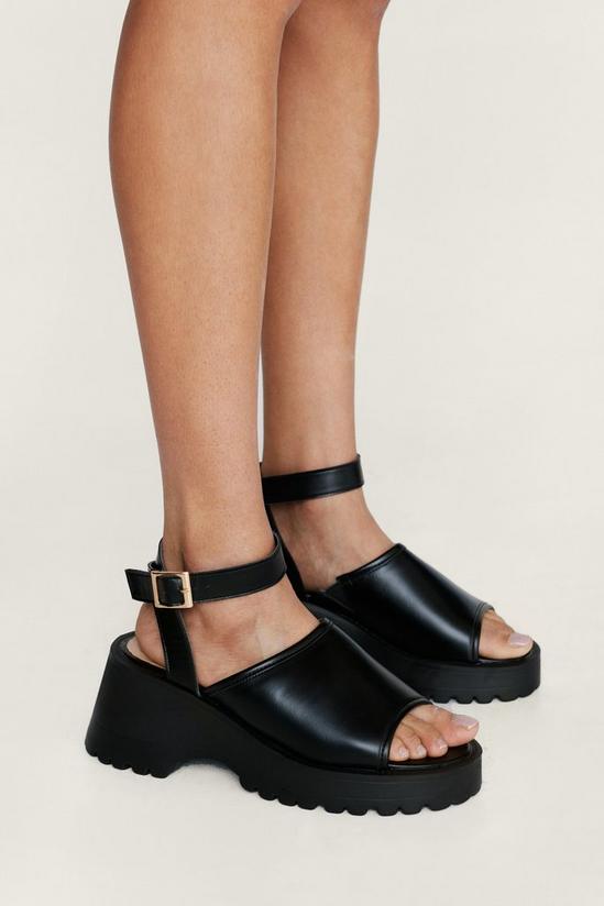 NastyGal Chunky Buckle Cleated Sole Open Toe Sandals 1