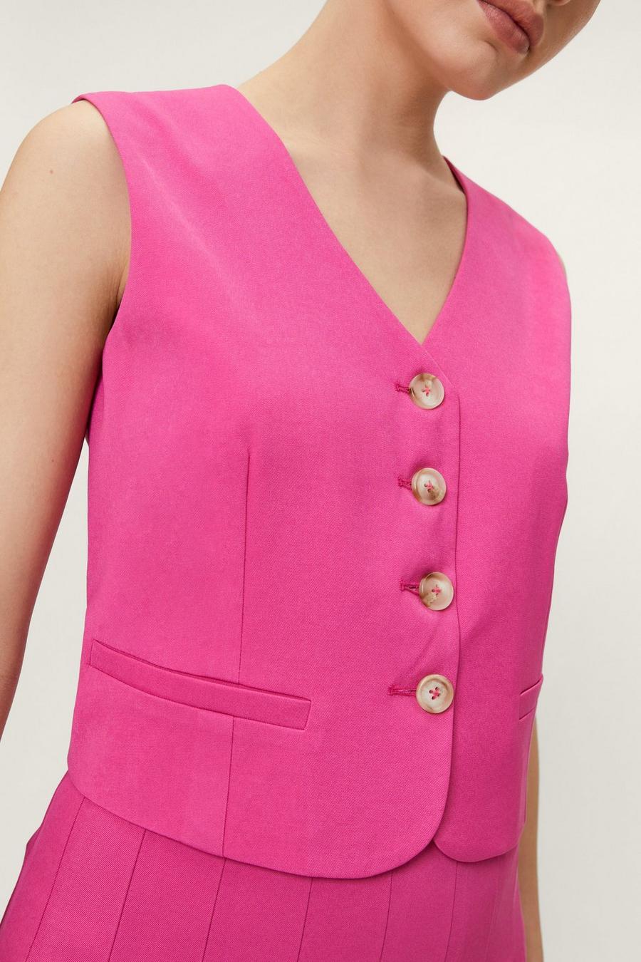 Pink Tailored Cropped Single Breasted Waistcoat image number 1