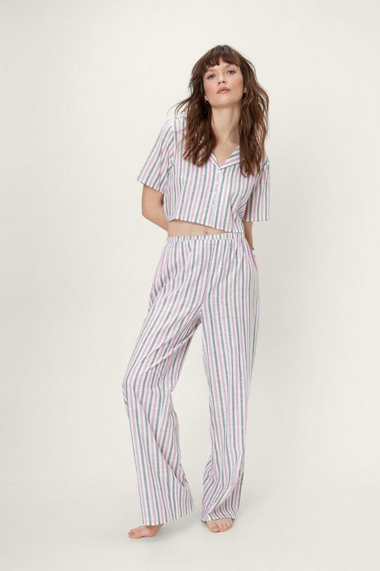 NastyGal Cotton Stripe Shirt and Pants Pajama Set 1