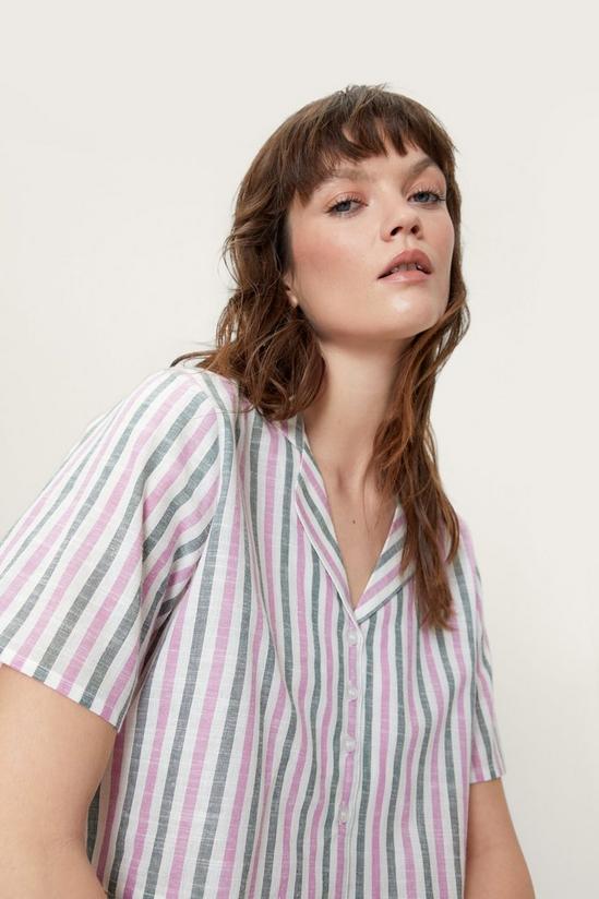 NastyGal Cotton Stripe Shirt and Pants Pajama Set 4