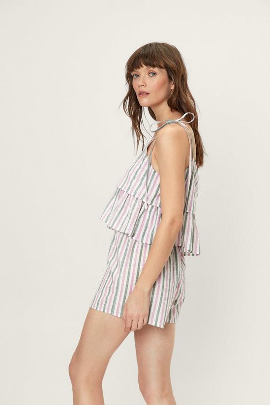 NastyGal Cotton Stripe Ruffle Shorts Pajama Set 4