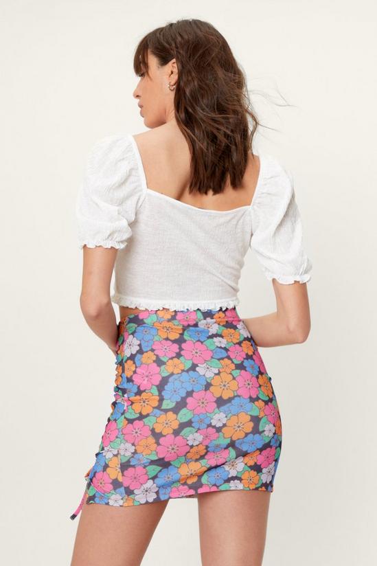 NastyGal Floral Ruched Mesh Mini Skirt 3
