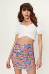 NastyGal Floral Ruched Mesh Mini Skirt thumbnail 4