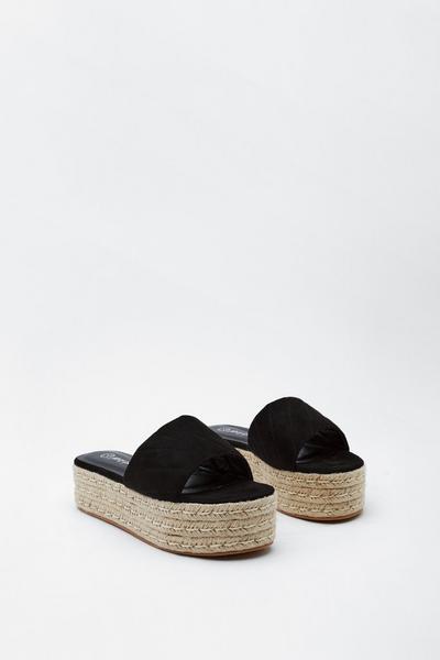 NastyGal black Suede Espadrille Flatform Sandals