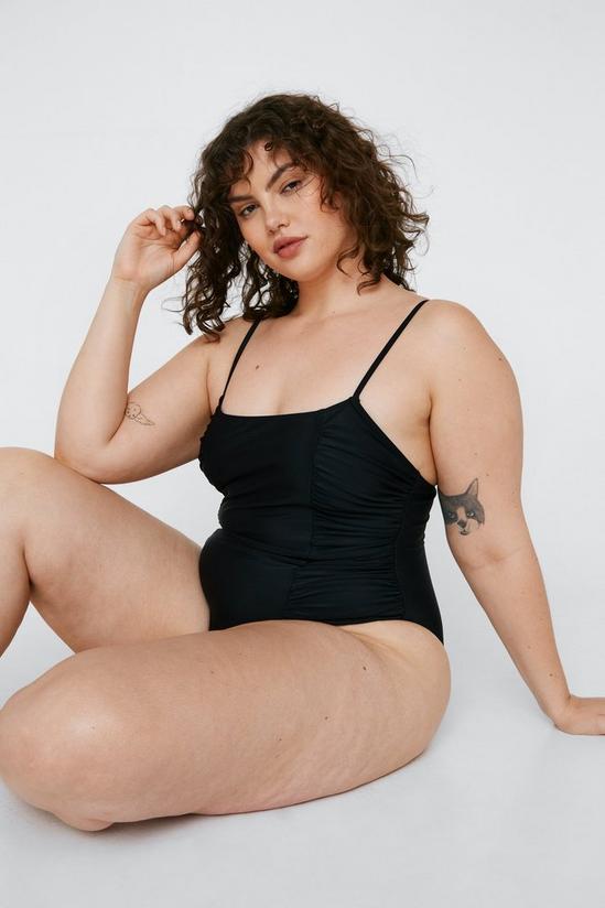 NastyGal Plus Size Polyester Ruched Swimsuit 1
