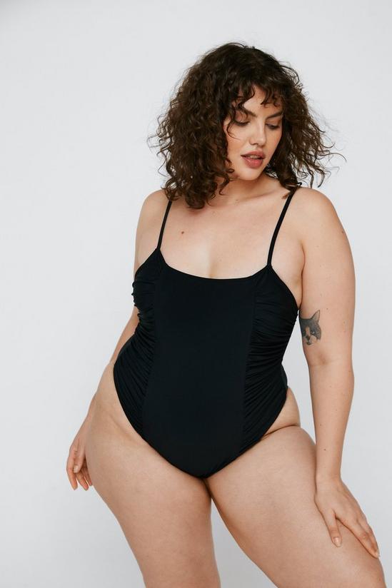 NastyGal Plus Size Polyester Ruched Swimsuit 2