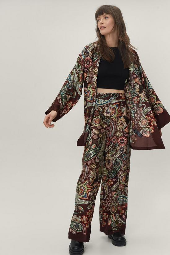 NastyGal Paisley Print Satin Open Front Kimono Top 2