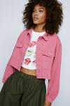 NastyGal Twill Cropped Button Down Shacket thumbnail 3