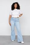 NastyGal Plus Size High Waisted Denim Flared Trousers thumbnail 2