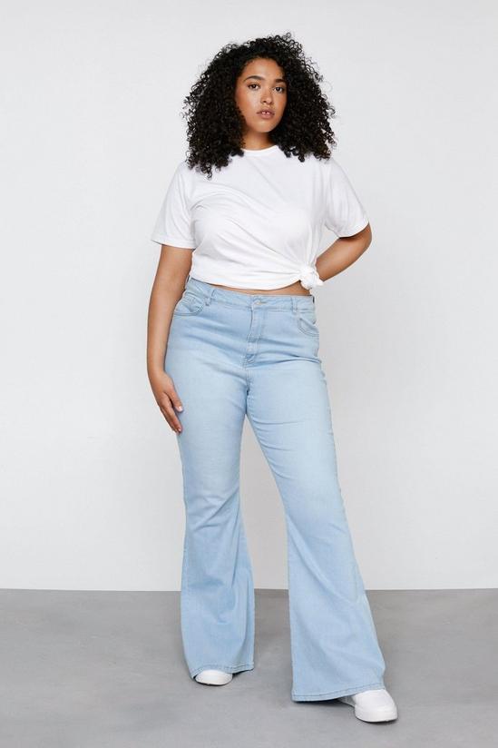 NastyGal Plus Size High Waisted Denim Flared Trousers 2