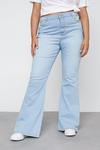 NastyGal Plus Size High Waisted Denim Flared Trousers thumbnail 3