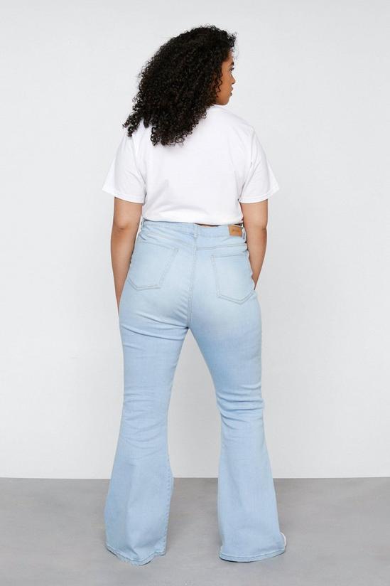 NastyGal Plus Size High Waisted Denim Flared Trousers 4