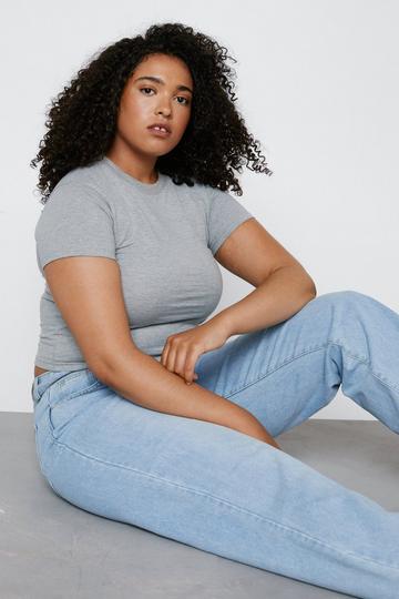 Plus Size Straight Leg Denim Jeans super pale wash