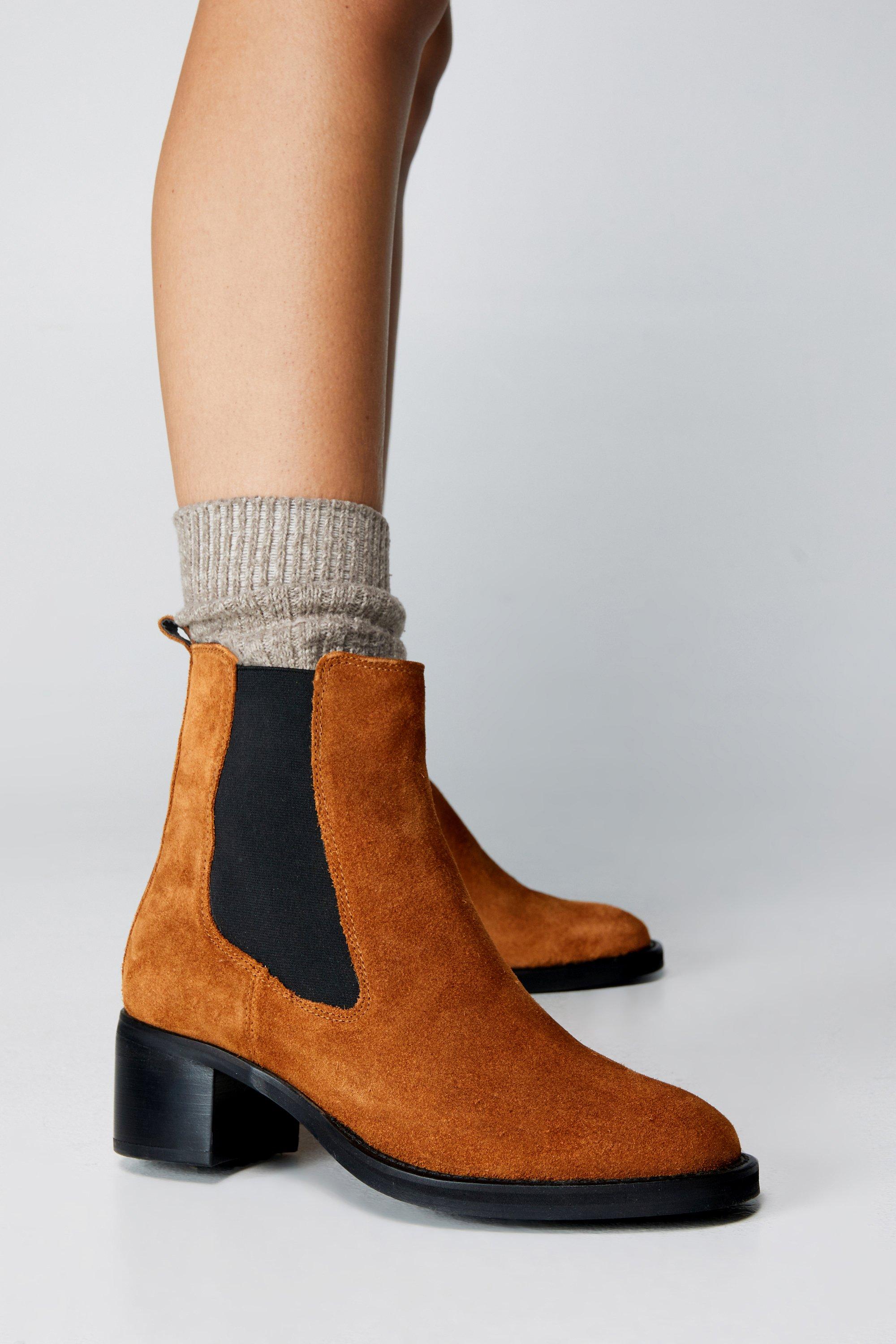 Heeled suede hotsell chelsea boots