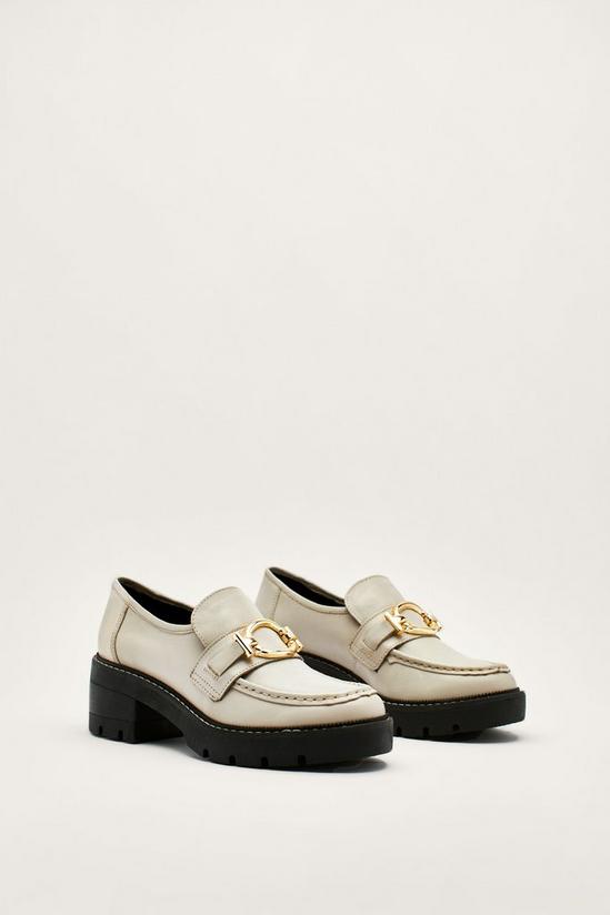 NastyGal Leather Round Buckle Heeled Loafers 3