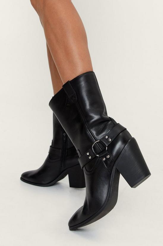 NastyGal Leather Harness Cowboy Boots 2