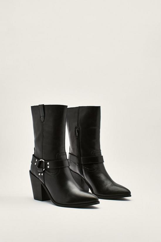 NastyGal Leather Harness Cowboy Boots 3