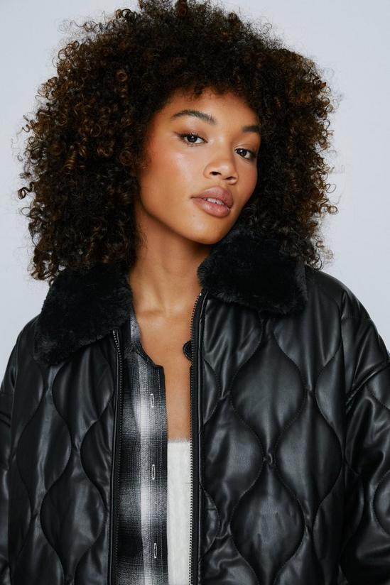 NastyGal Faux Leather Quilted Longline Jacket 3