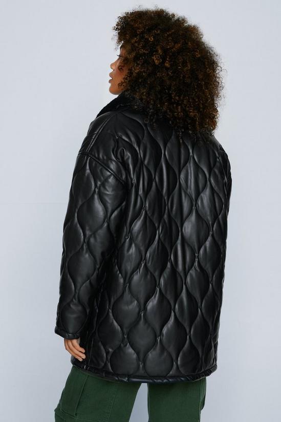 NastyGal Faux Leather Quilted Longline Jacket 4