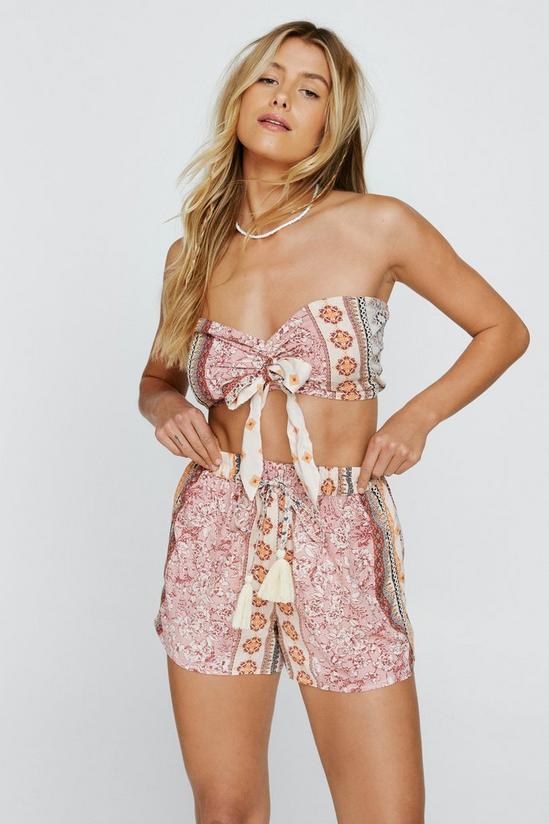NastyGal Crinkle Tile Print Cover Up Shorts 1