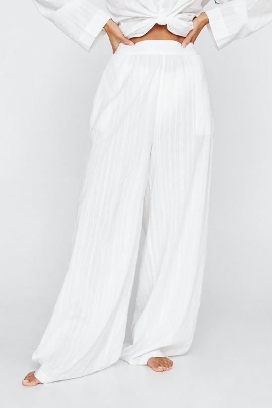 NastyGal Textured Cotton Wide Leg Cover Up Trousers 3