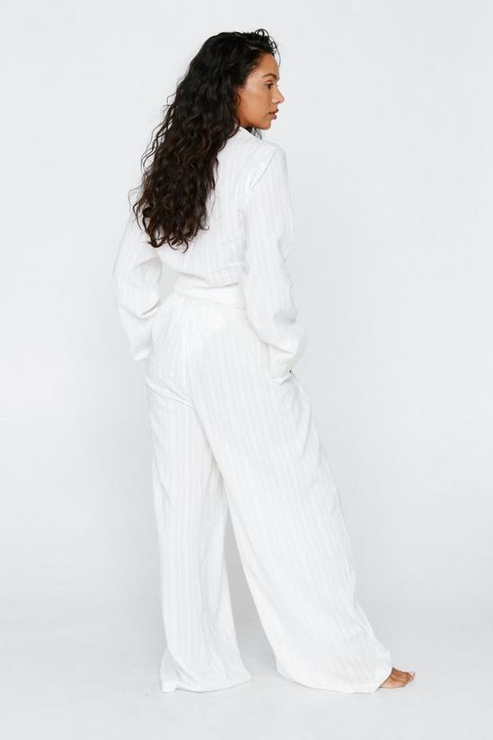 NastyGal Textured Cotton Wide Leg Cover Up Trousers 4