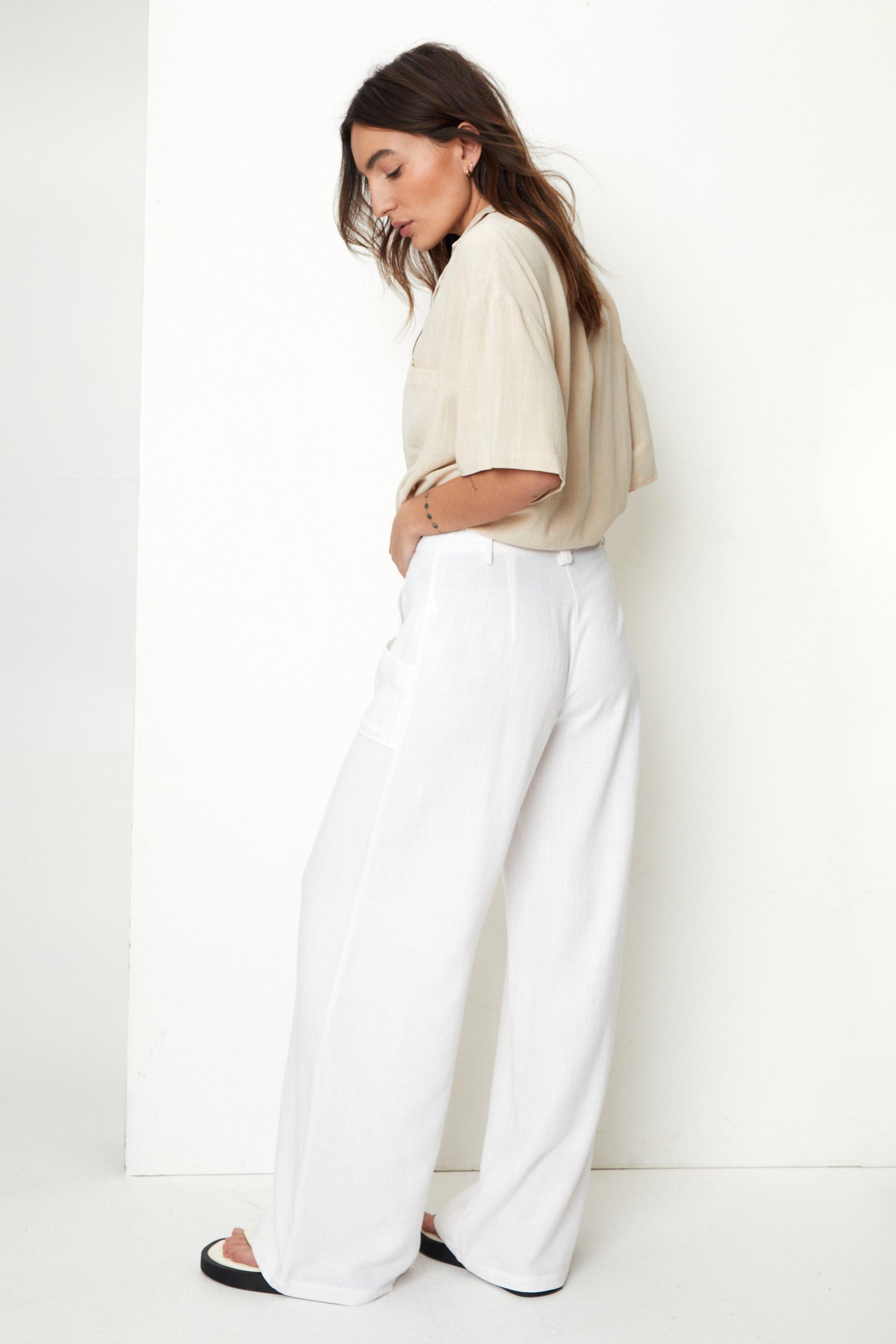 Petite wide 2024 leg trousers white