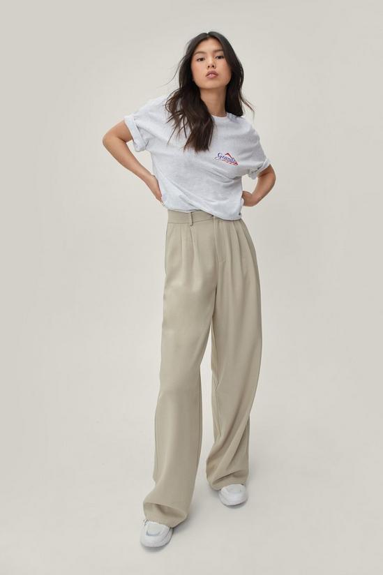 NastyGal Marled Pleated Front Wide Leg Trousers 1
