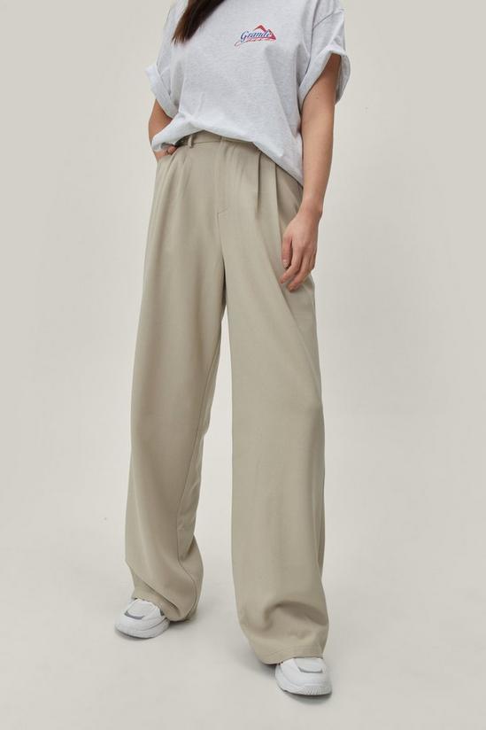 NastyGal Marled Pleated Front Wide Leg Trousers 2