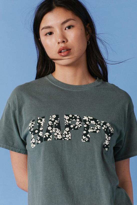 NastyGal Happy Slogan Graphic Relaxed Fit T-Shirt 1