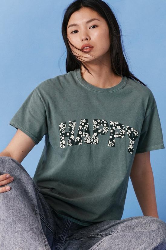 NastyGal Happy Slogan Graphic Relaxed Fit T-Shirt 3