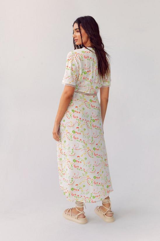 NastyGal Floral Print Lace Trim Tea Dress 4