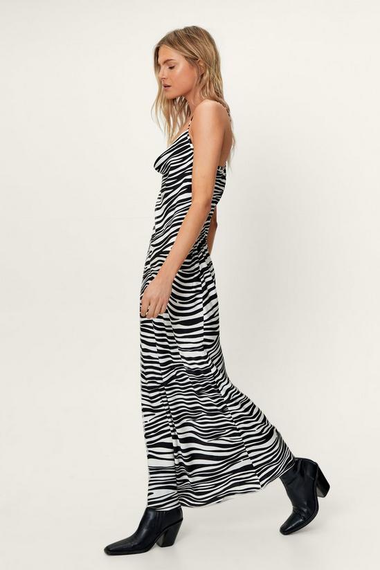NastyGal Zebra Print Cowl Neck Maxi Dress 3