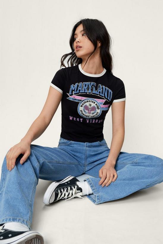NastyGal Fitted Ringer Graphic Cropped T-Shirt 1