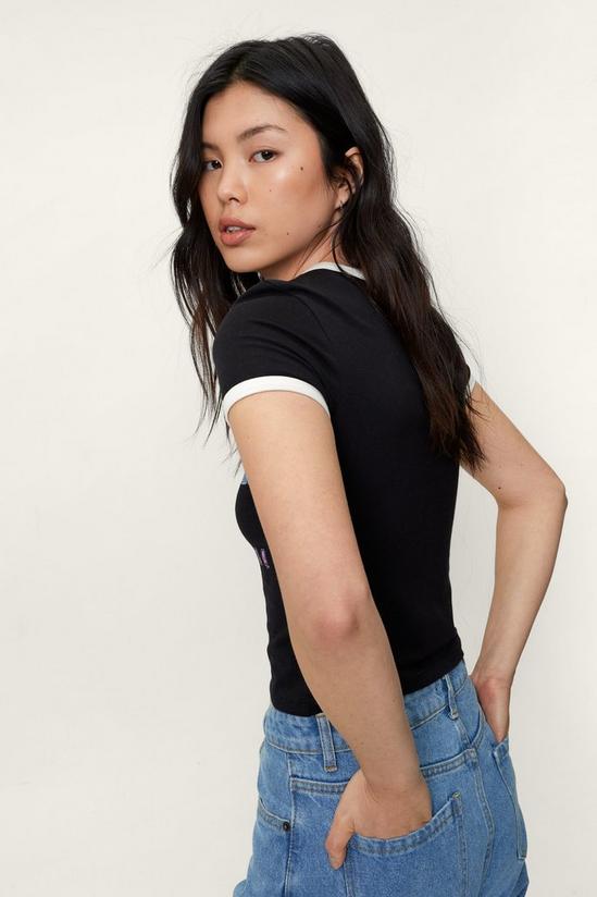 NastyGal Fitted Ringer Graphic Cropped T-Shirt 4